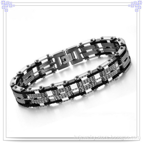 Fashion Jewelry Silicone Bracelet Stainless Steel Bracelet (HR3691)